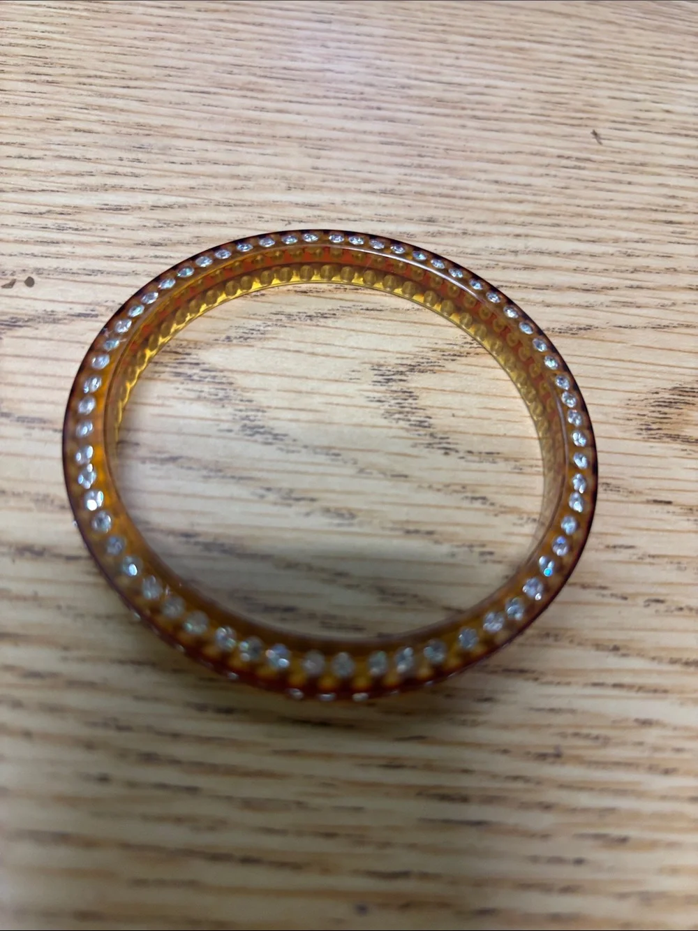Amber Crystal-Accent Resin Bangle Bracelet